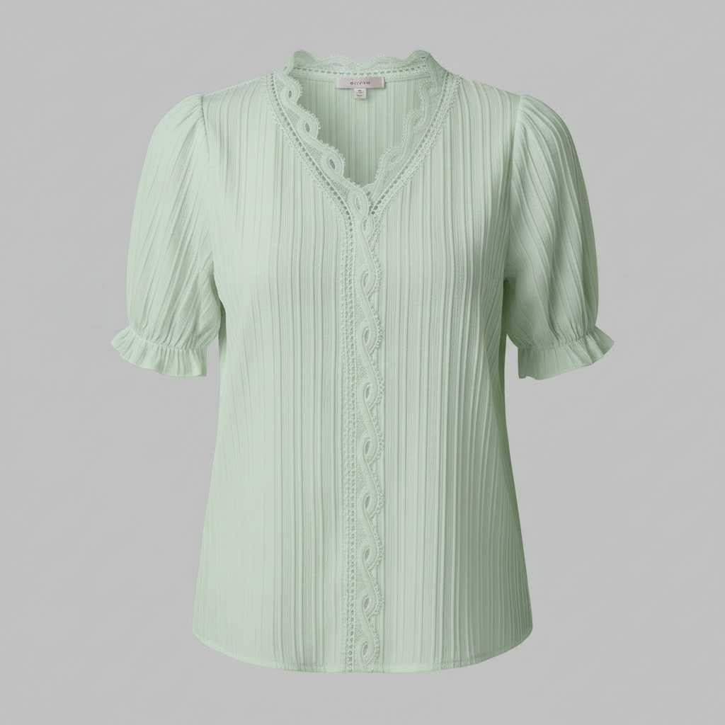 Astrid | Elegante Damenbluse mit V-Ausschnitt und Puffärmeln