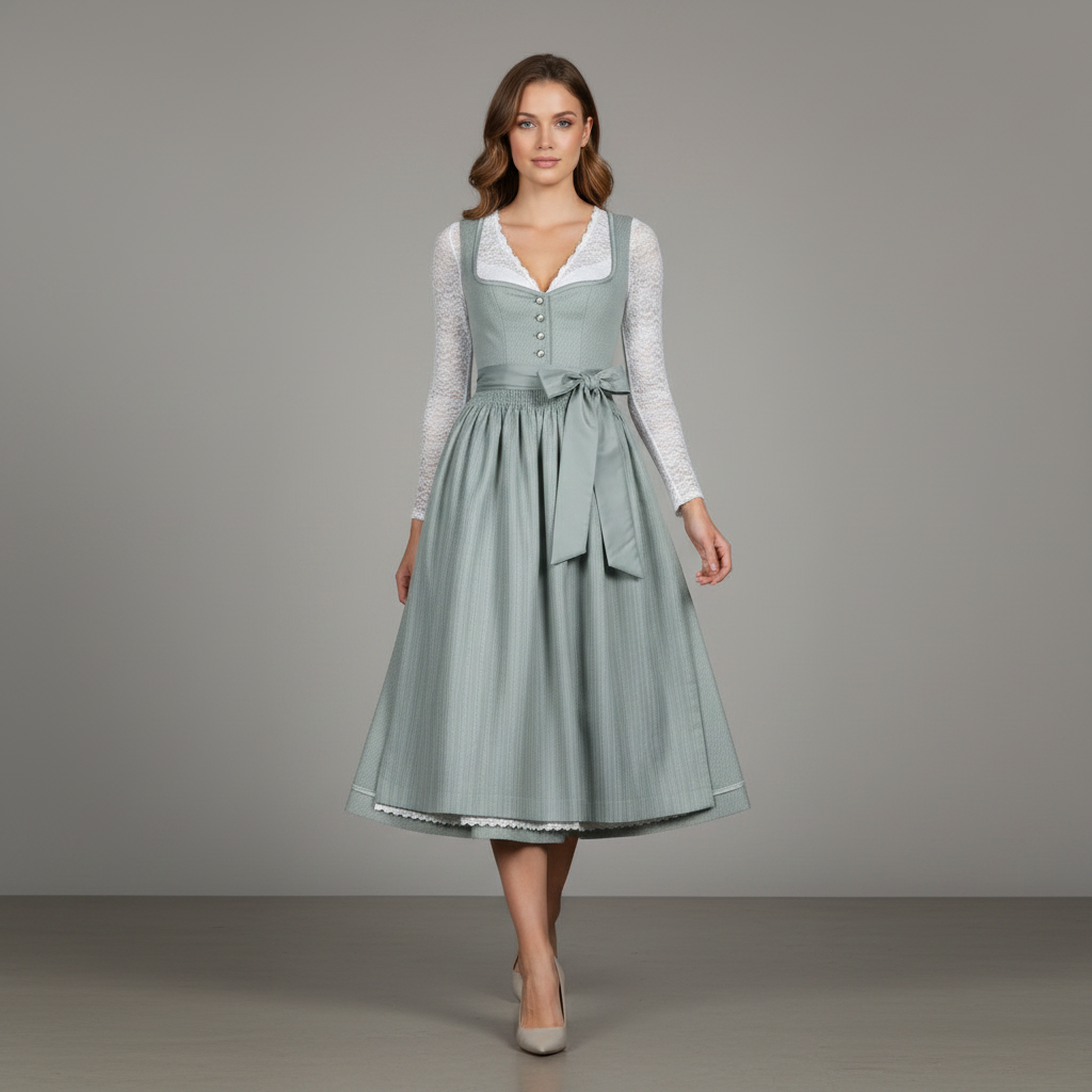 Elegantes Dirndl | Trachtenkleid mit Bluse für Oktoberfest