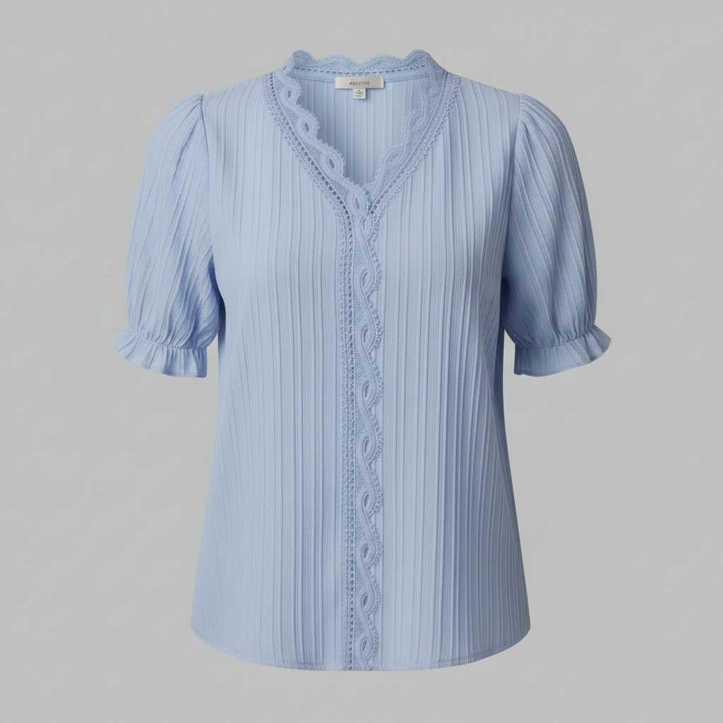 Astrid | Elegante Damenbluse mit V-Ausschnitt und Puffärmeln