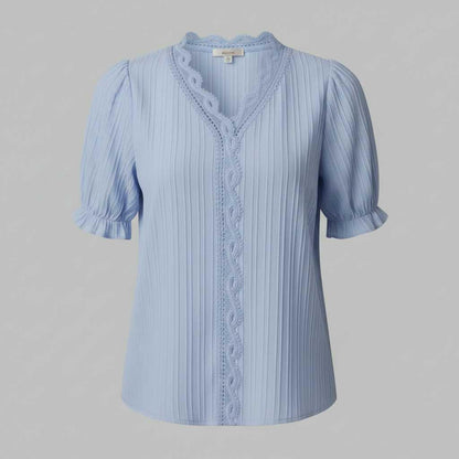 Astrid | Elegante Damenbluse mit V-Ausschnitt und Puffärmeln