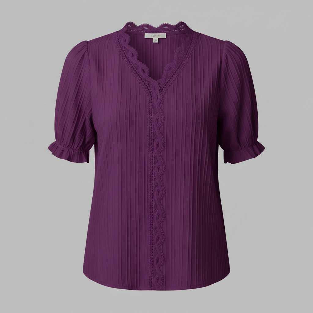 Astrid | Elegante Damenbluse mit V-Ausschnitt und Puffärmeln