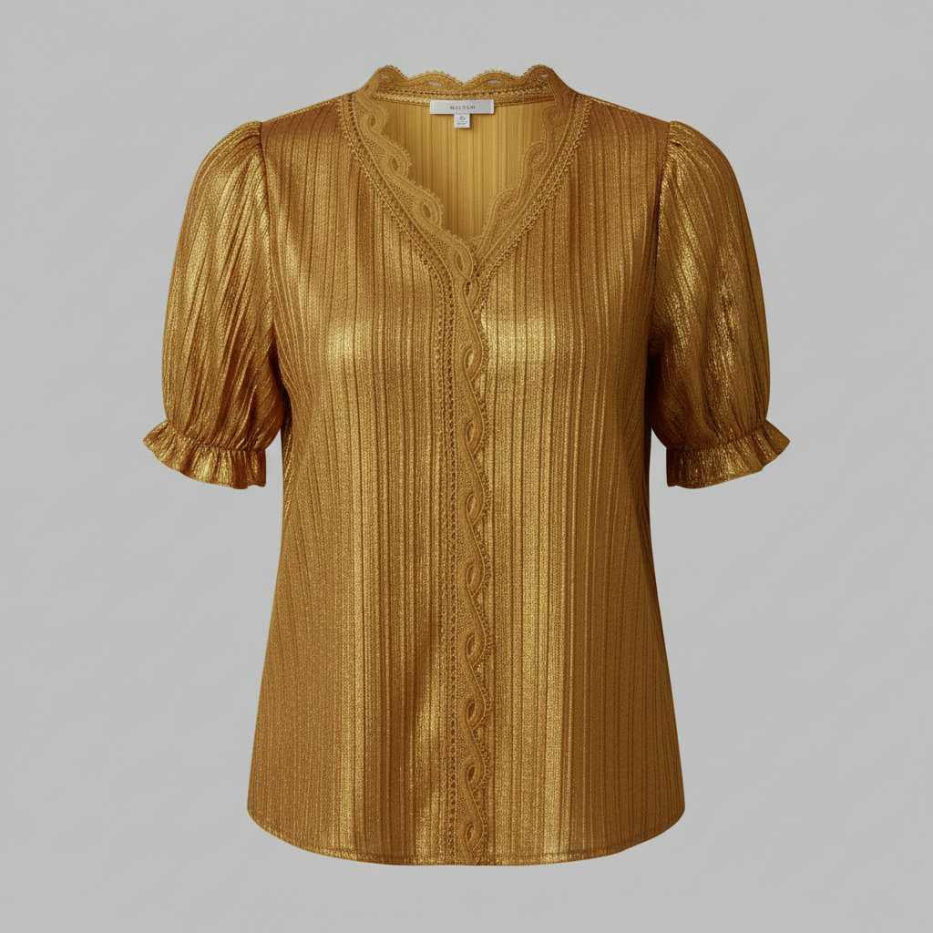 Astrid | Elegante Damenbluse mit V-Ausschnitt und Puffärmeln