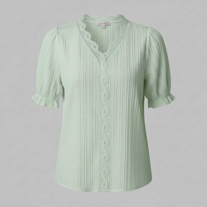 Astrid | Elegante Damenbluse mit V-Ausschnitt und Puffärmeln