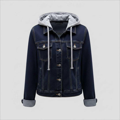 Damen Denim Jacke mit Abnehmbarer Kapuze | Freizeitjacke