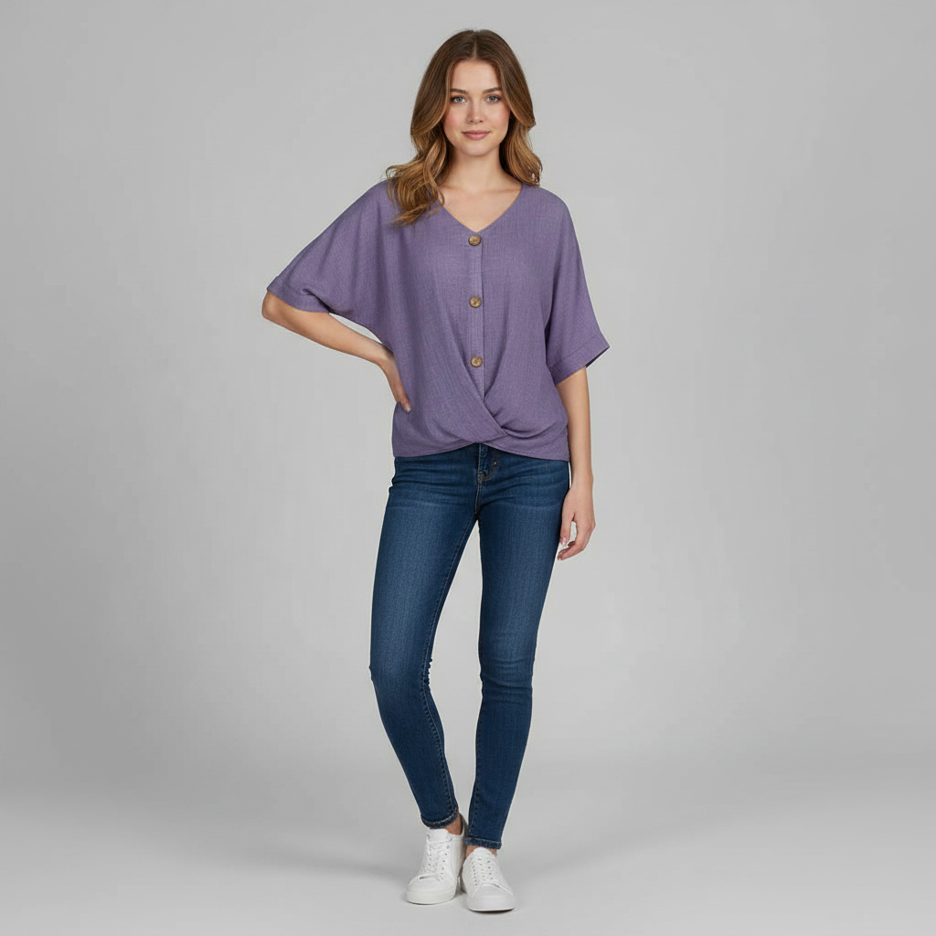 Elegante V-Ausschnitt Bluse | Damenmode für jeden Anlass