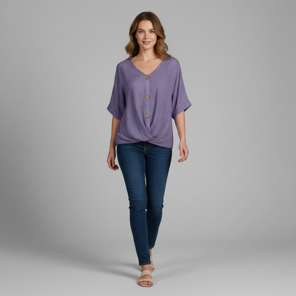 Elegante V-Ausschnitt Bluse | Damenmode für jeden Anlass