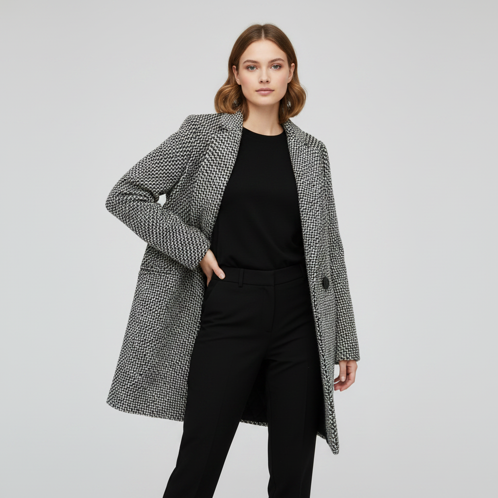 Eleganter Wollmantel Damen | Langer Wintermantel