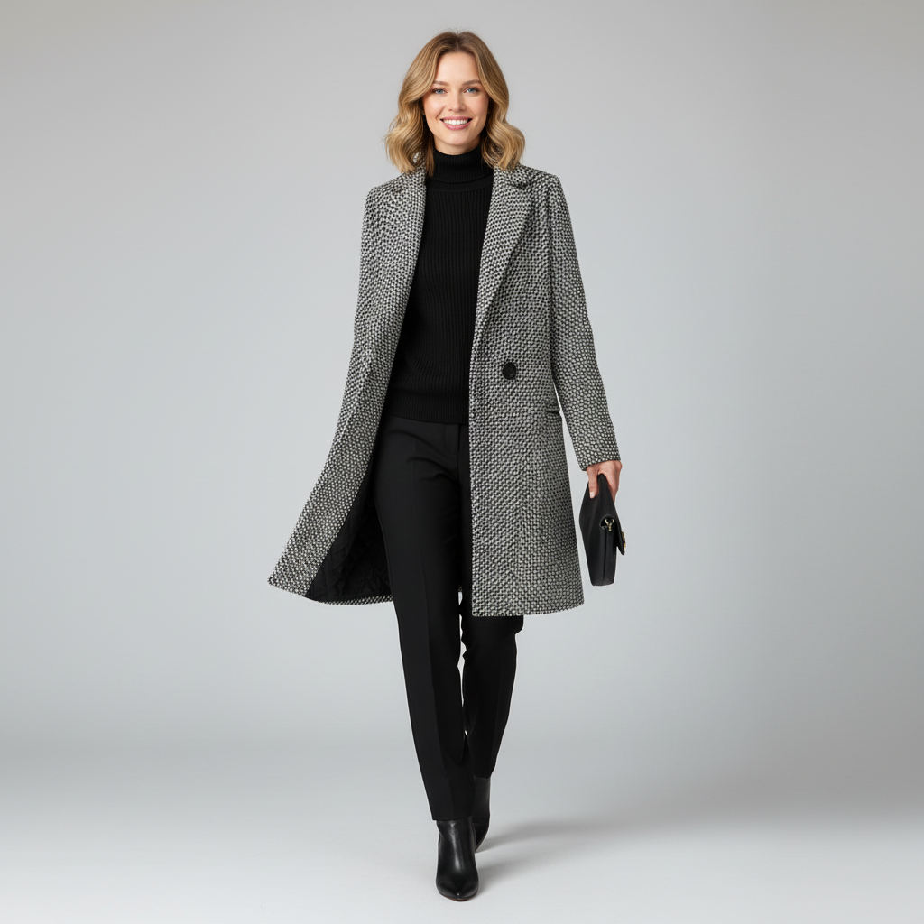 Eleganter Wollmantel Damen | Langer Wintermantel