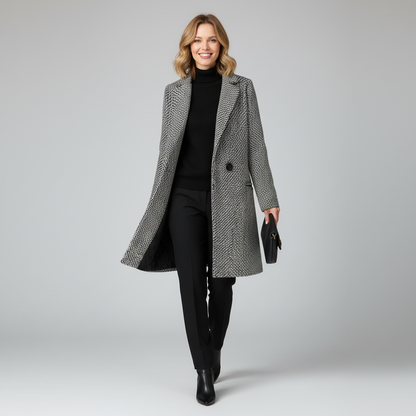 Eleganter Wollmantel Damen | Langer Wintermantel