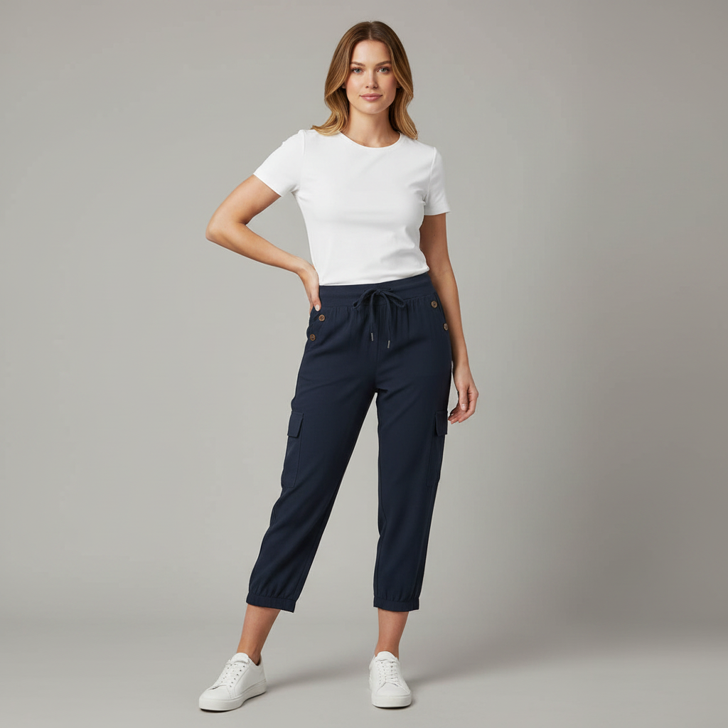 Jana | Damen Freizeithose mit Elastischem Bund und Taschen